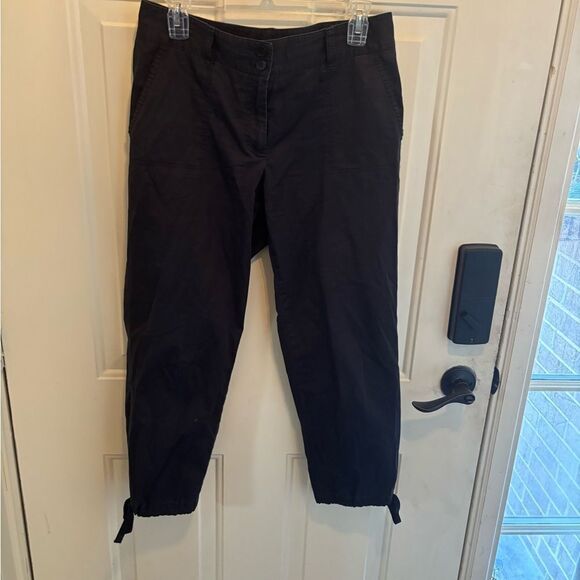 Talbots Navy Cropped Ankle Pants with Sleek Design and Tie Hem - Picture 2 of 8